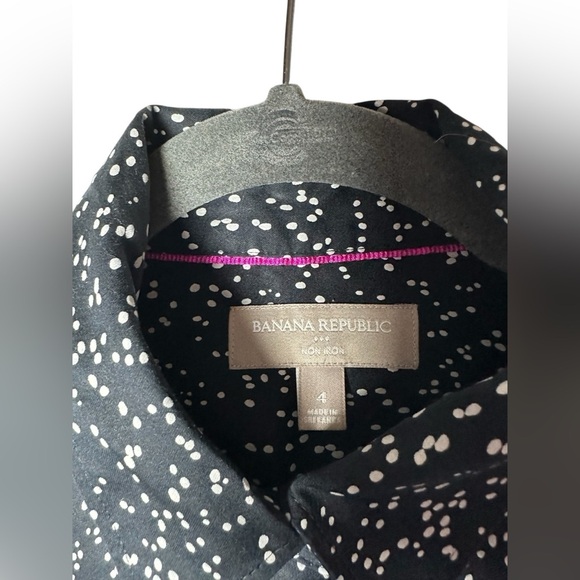 Banana Republic Women’s Non-Iron Black White Dot Print Button Down Shirt Size 4 - Picture 3 of 7